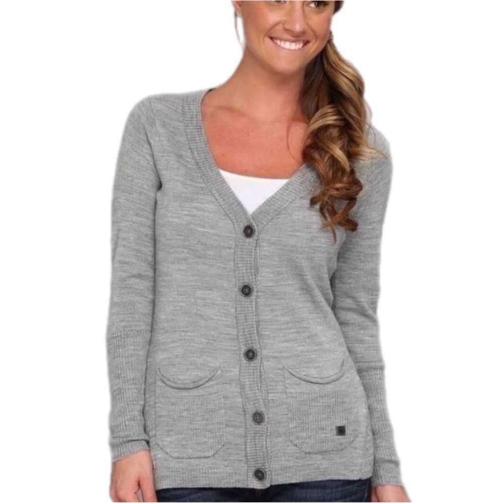 Smartwool Heather Gray V-Neck Button Cardigan